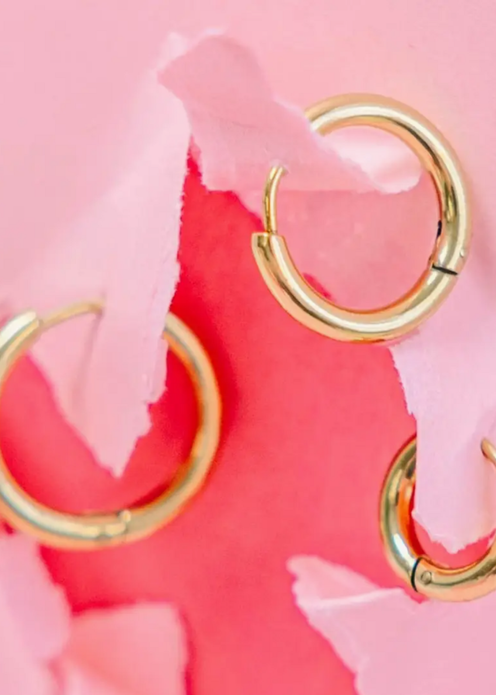 Pierced Gold Huggies Earrings   12mm