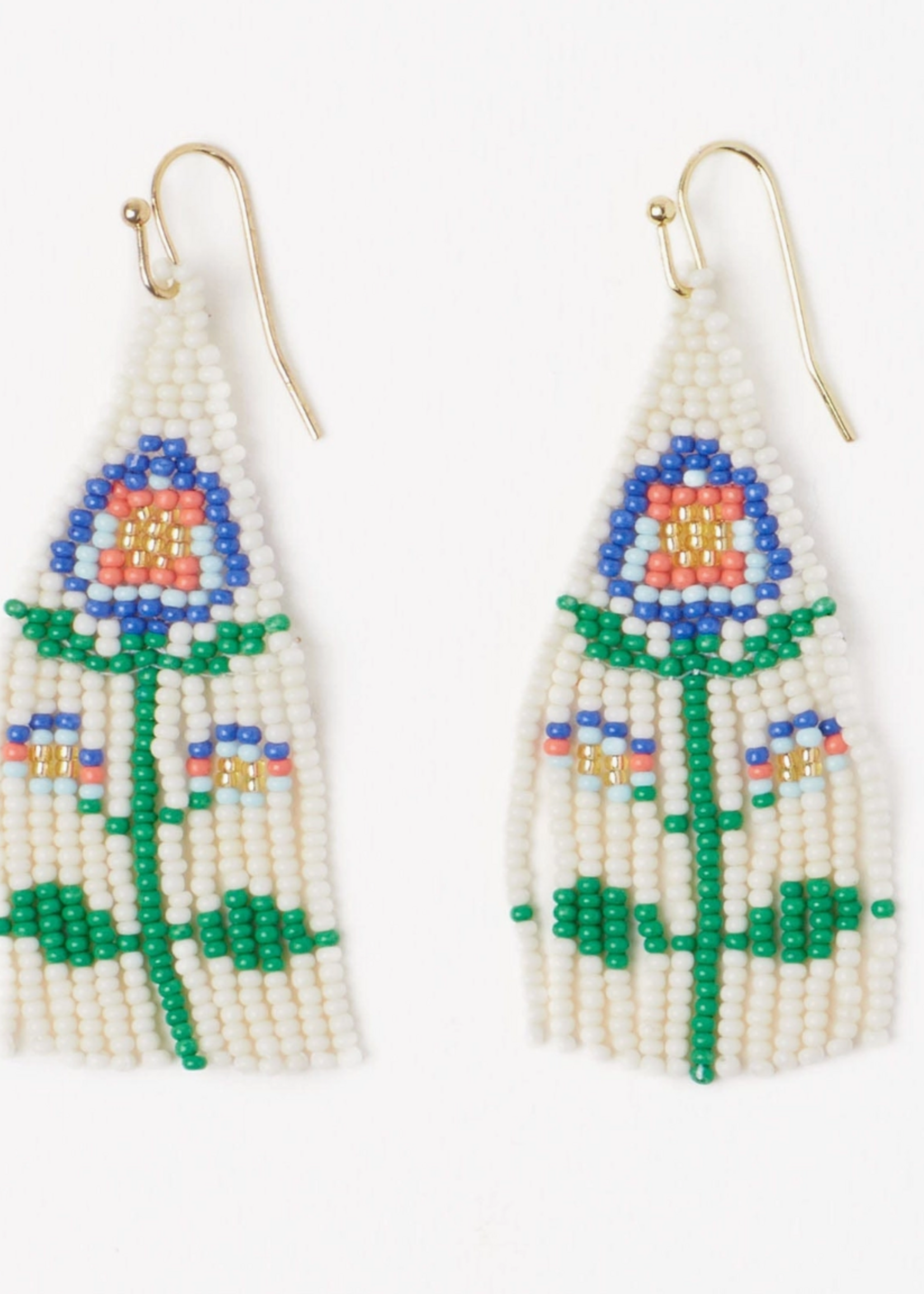 Ink + Alloy Audrey Small Seed Bead Single Poppy Flower Lapis