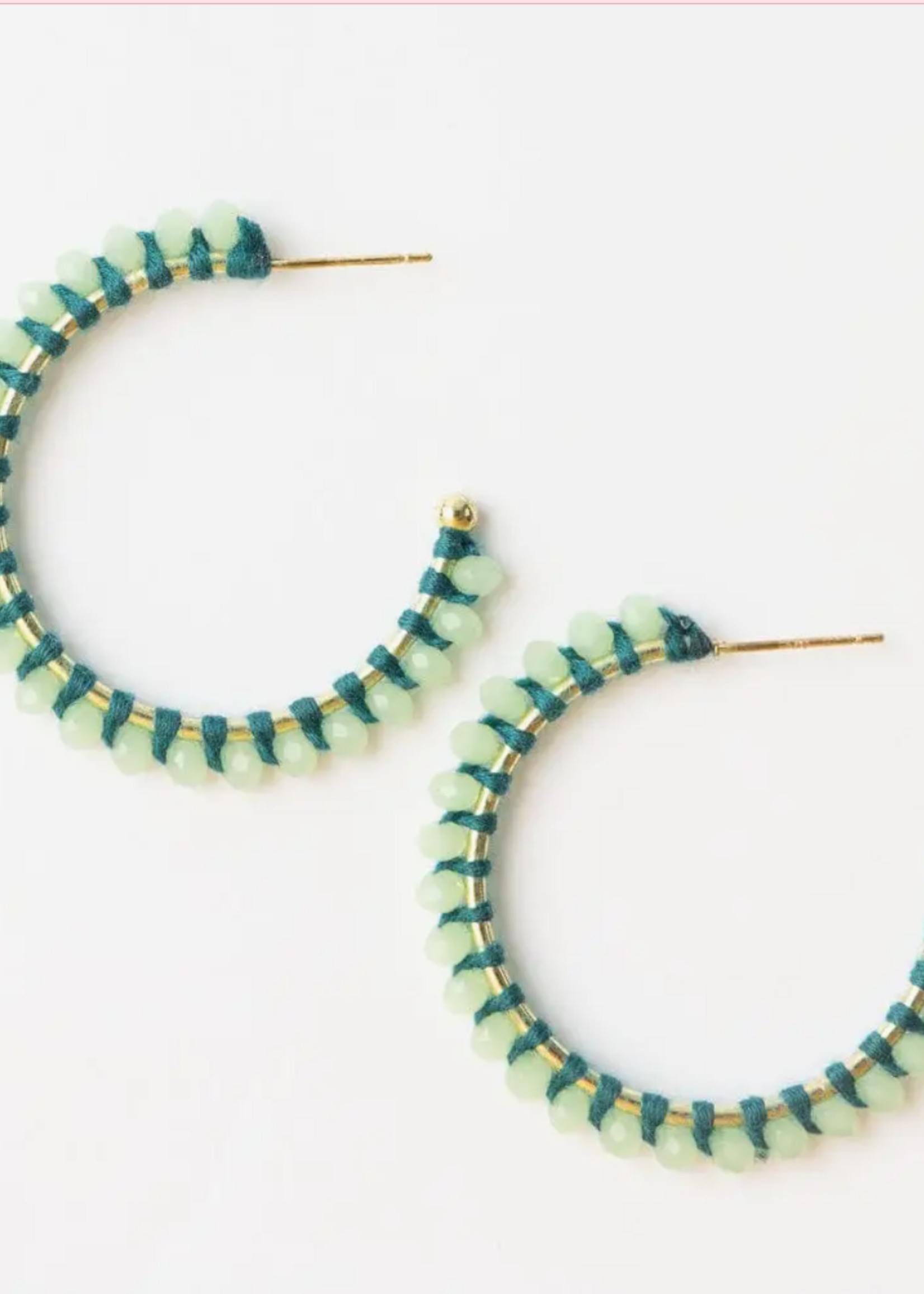 Ink + Alloy Lillian Crystal Threaded Beads Hoop Mint