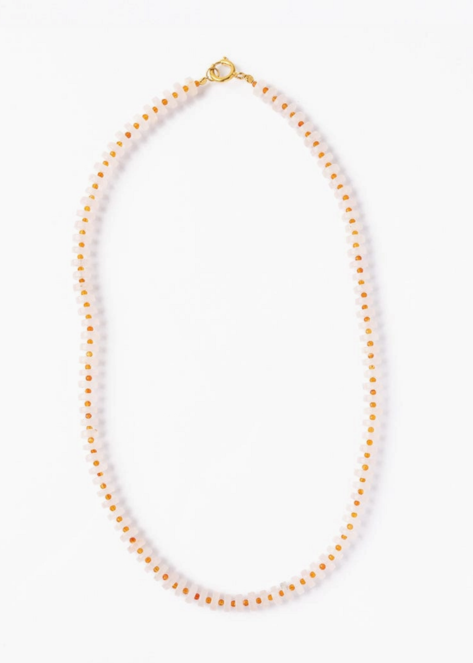 Ink + Alloy Vivianne Rose Quartz Disc with Carnelian Necklace 18"