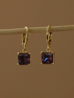 Katie Waltman Square Birthstone Huggies-February