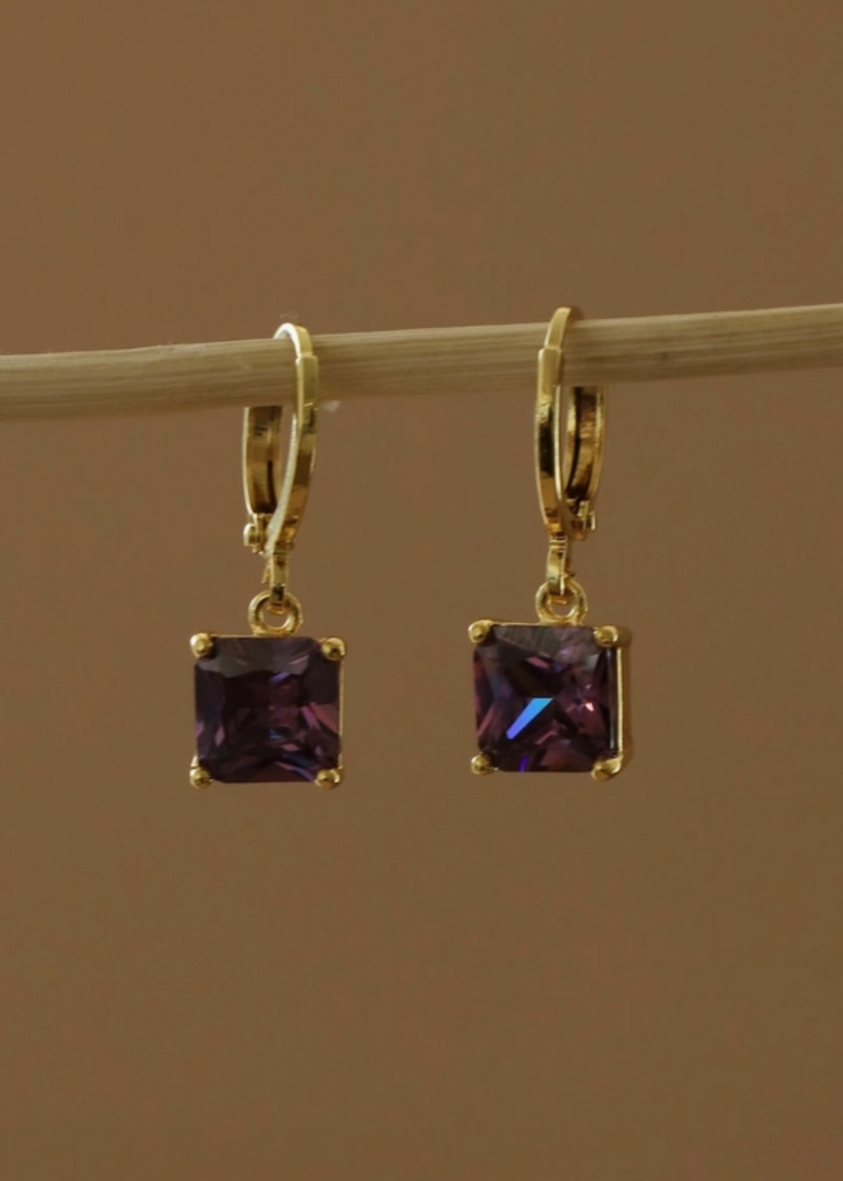 Katie Waltman Square Birthstone Huggies-February