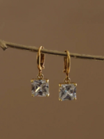 Katie Waltman Square Birthstone Huggies-April