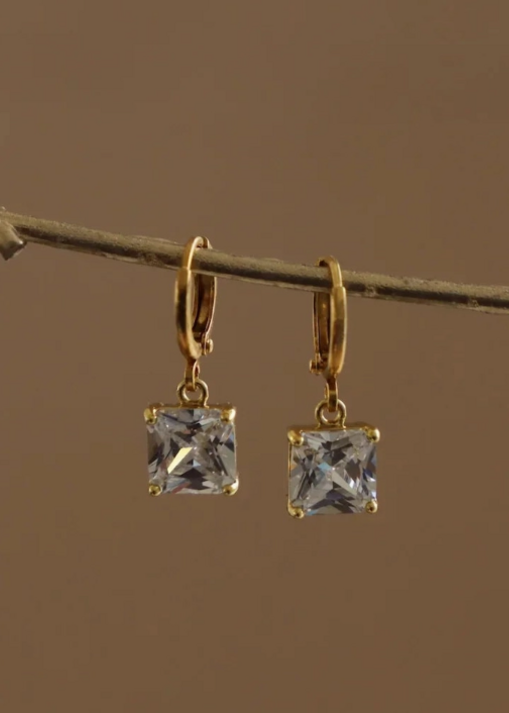 Katie Waltman Square Birthstone Huggies-April
