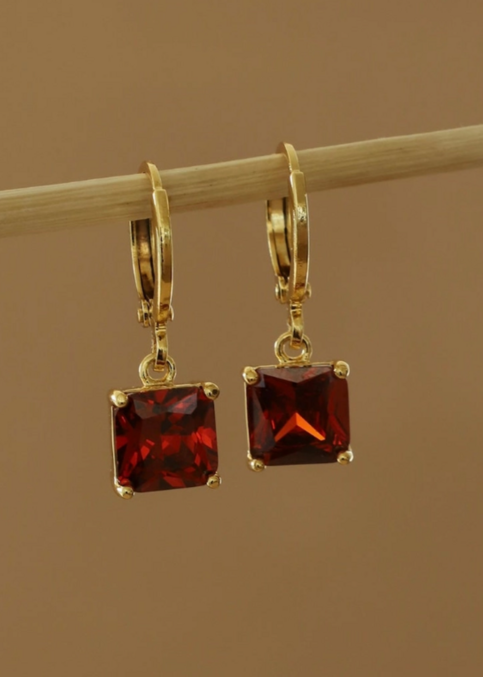 Katie Waltman Square Birthstone Huggies-January