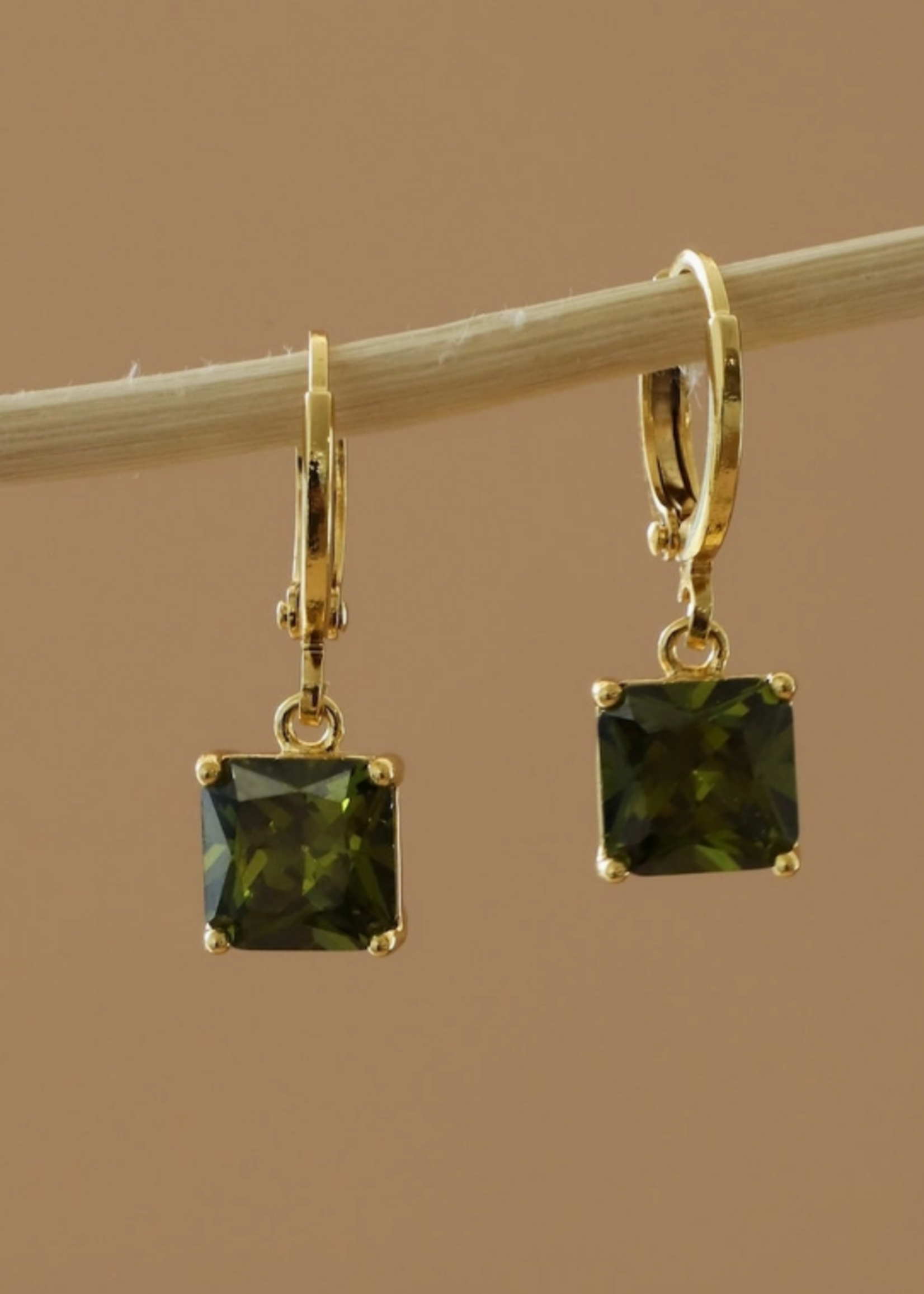 Katie Waltman Square Birthstone Huggies-August