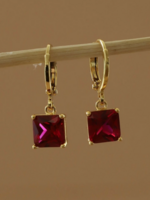 Katie Waltman Square Birthstone Huggies-July