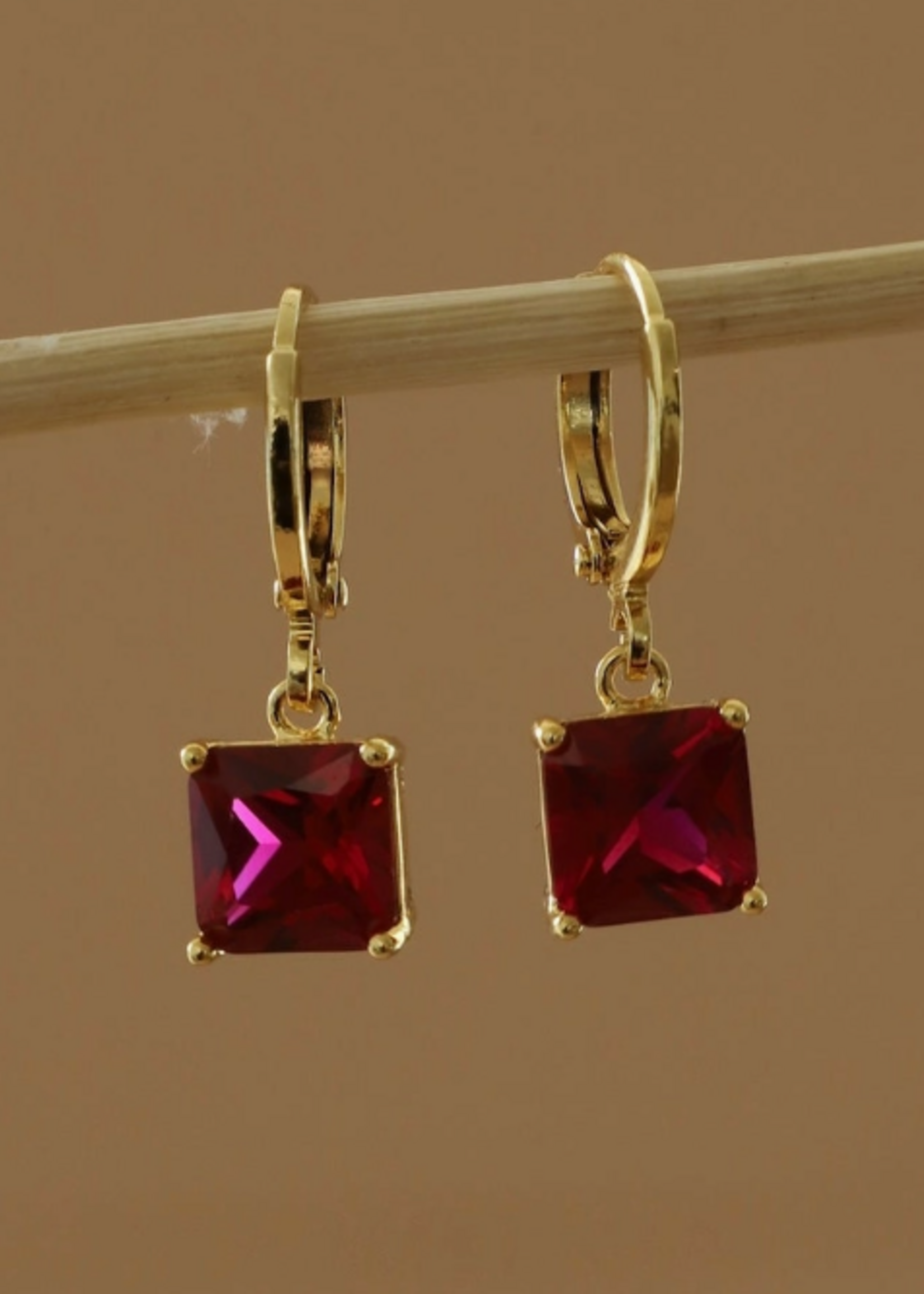 Katie Waltman Square Birthstone Huggies-July