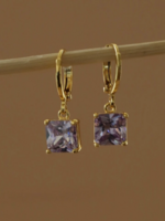 Katie Waltman Copy of Square Birthstone Huggies-June