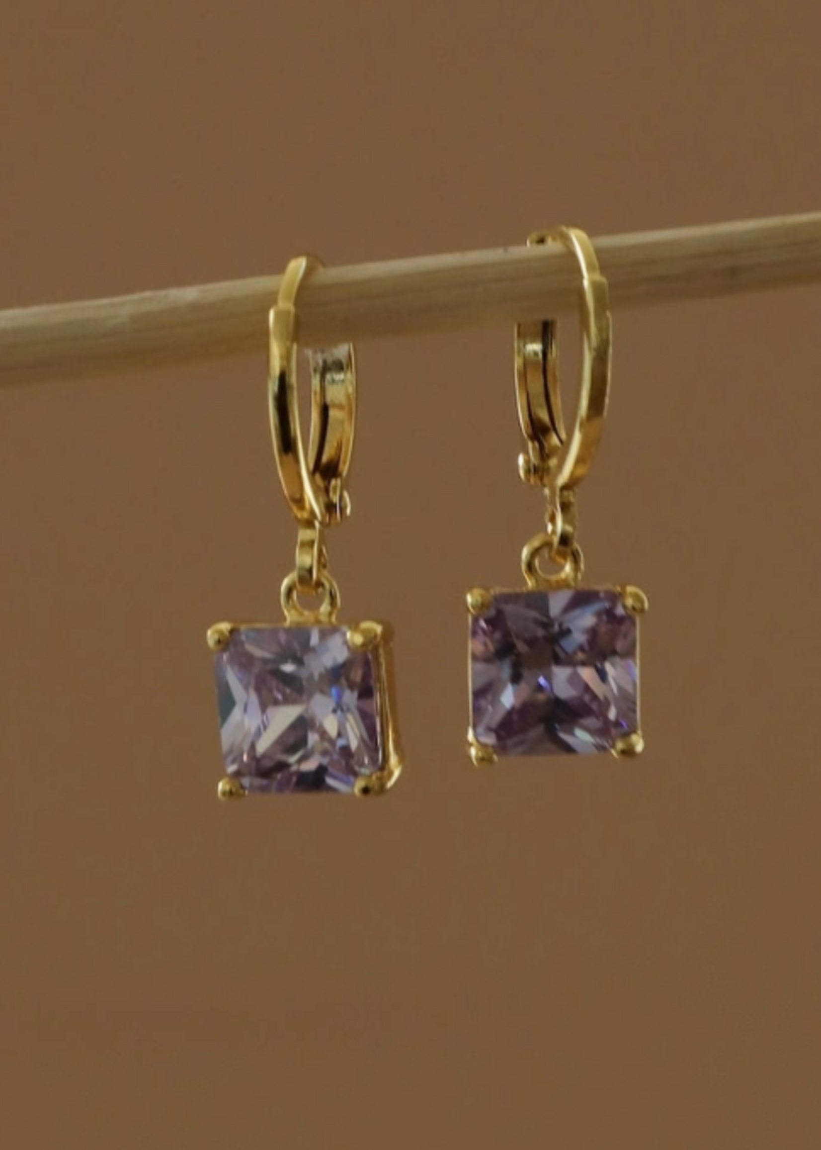 Katie Waltman Copy of Square Birthstone Huggies-June