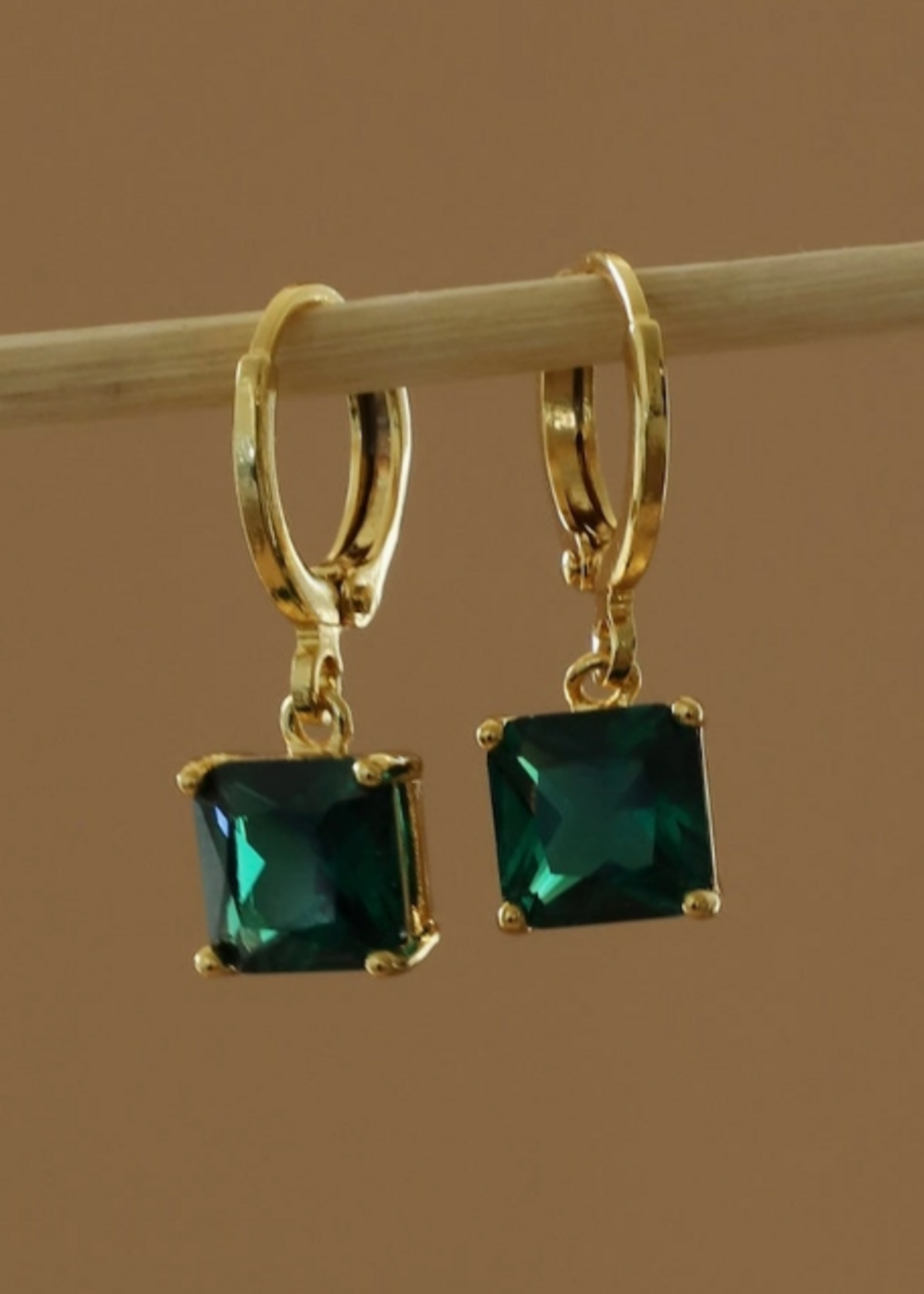 Katie Waltman Square Birthstone Huggies-May