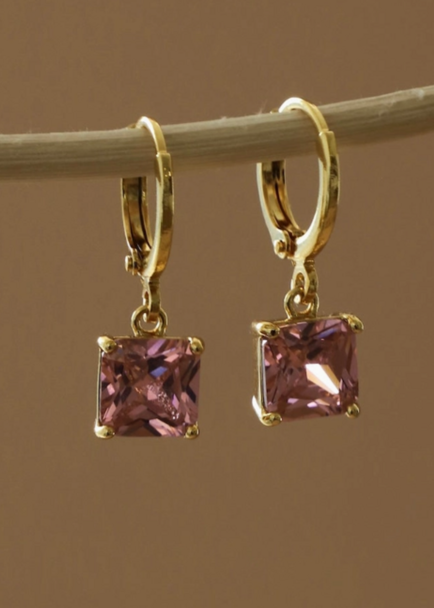 Katie Waltman Square Birthstone Huggies-October