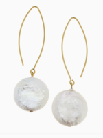 Susan Shaw Gold Threader and Round Genuine Freshwater Pearl Earrings