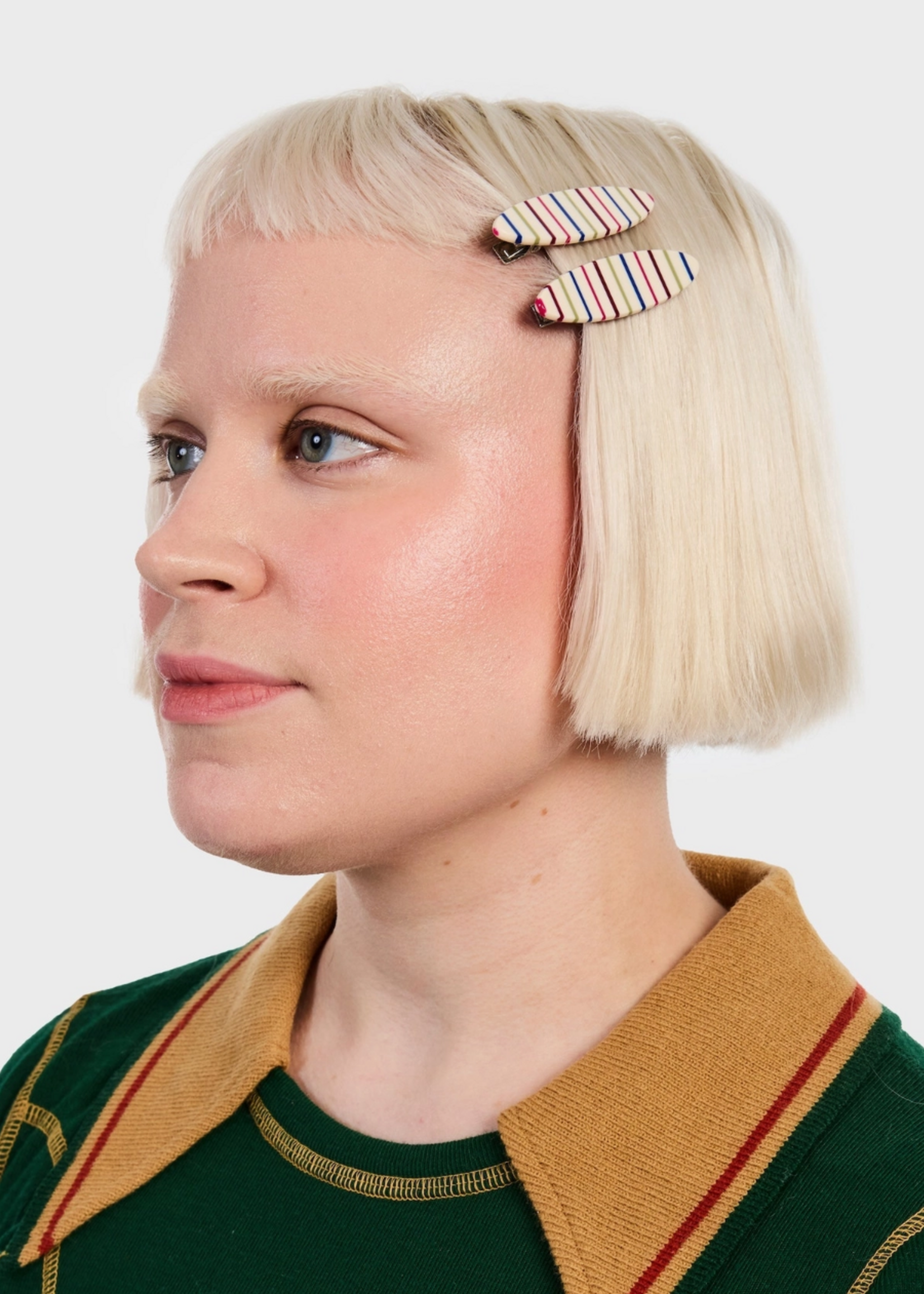 CHUNKS Allie Clips in Oval Vanilla Stripe