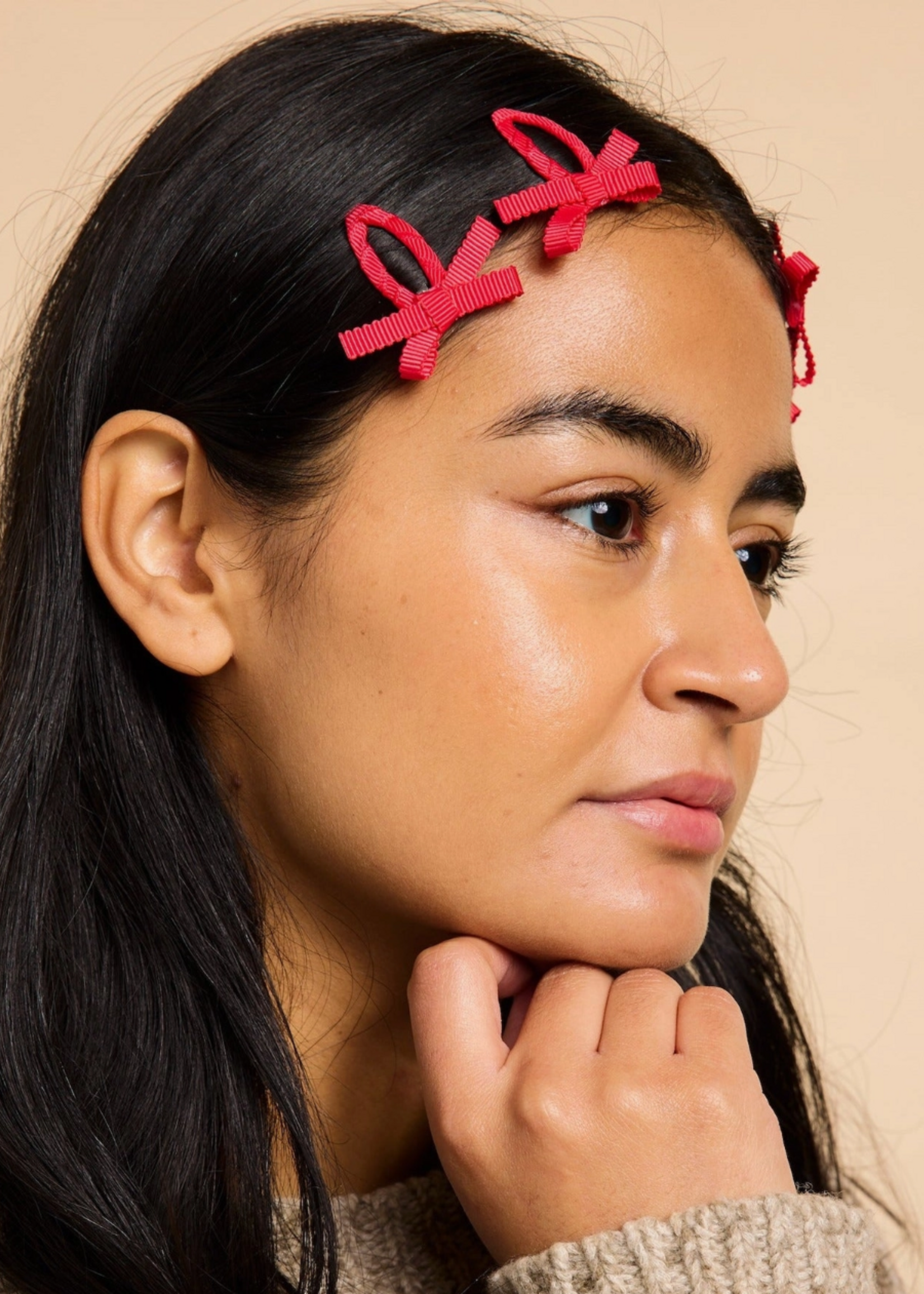 CHUNKS Bow Snap Clips in Cherry