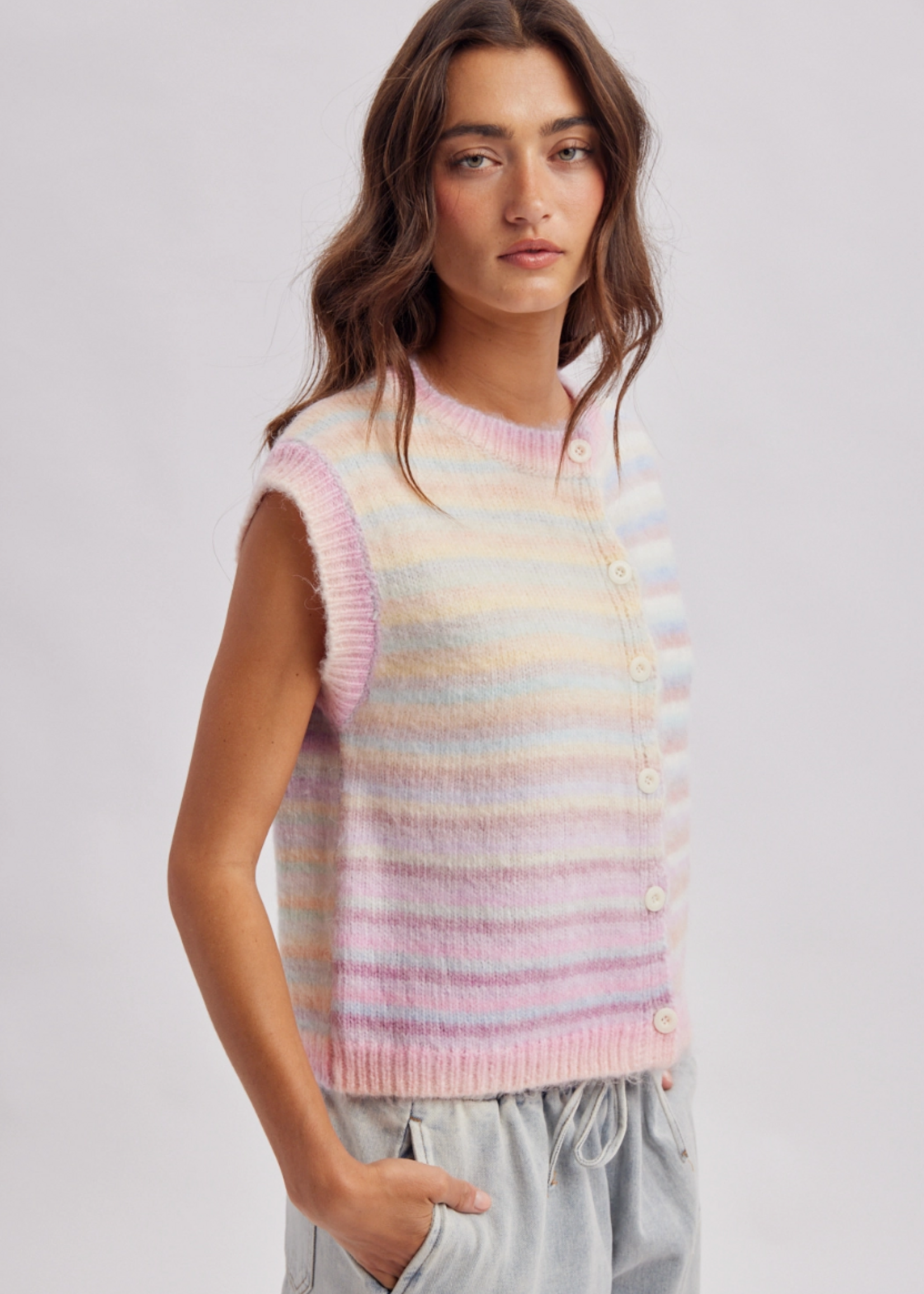 Wishlist Apparel Rainbow Stripe Sweater Vest - Large