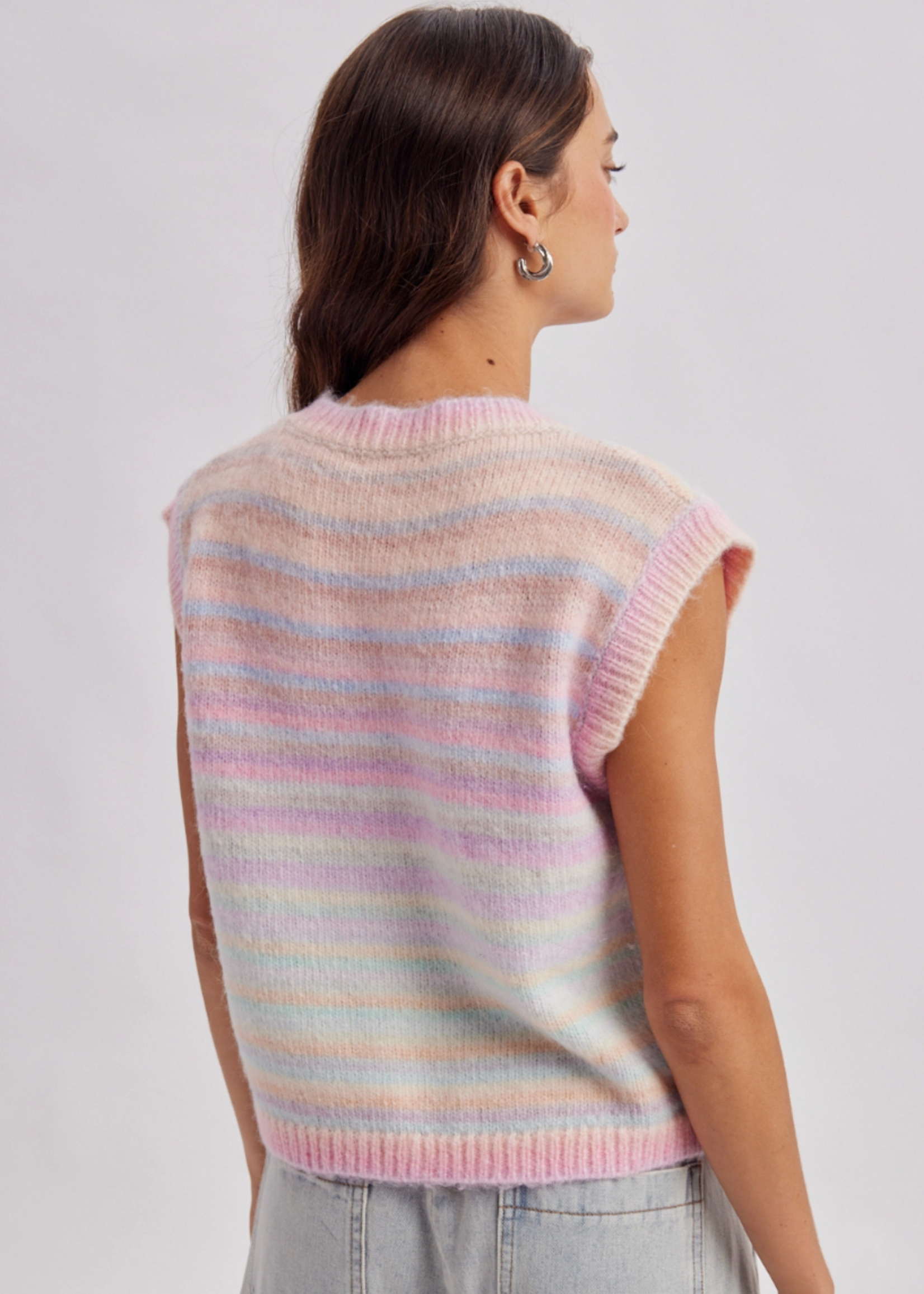 Wishlist Apparel Rainbow Stripe Sweater Vest - Large