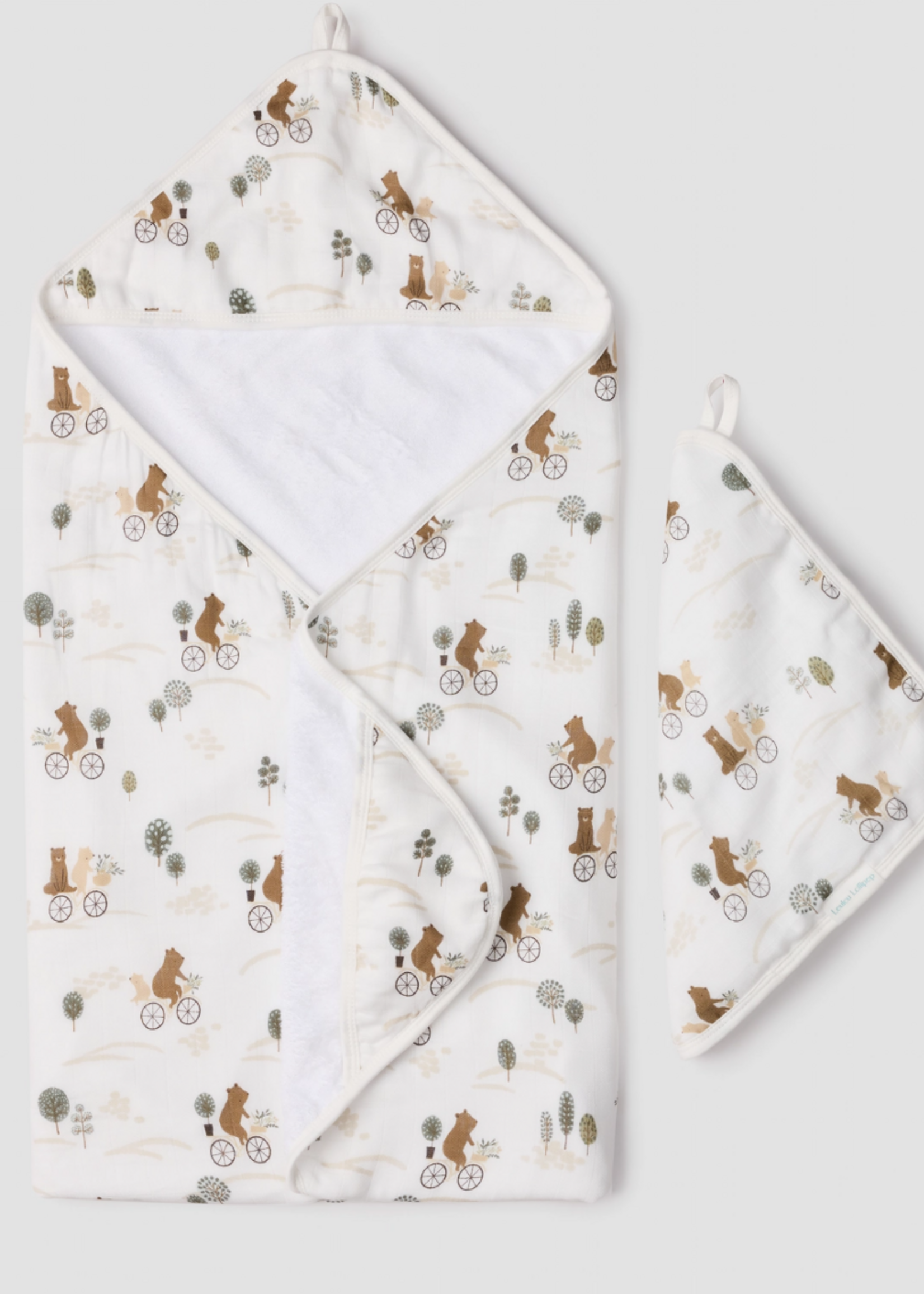 Loulou Lollipop Hooded Towel Set-Bears on Bikes