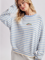 Wishlist Apparel Striped Fish Coastal Graphic Blue Cream