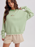 Wishlist Apparel Striped Fish Coastal  Pistachio Cream