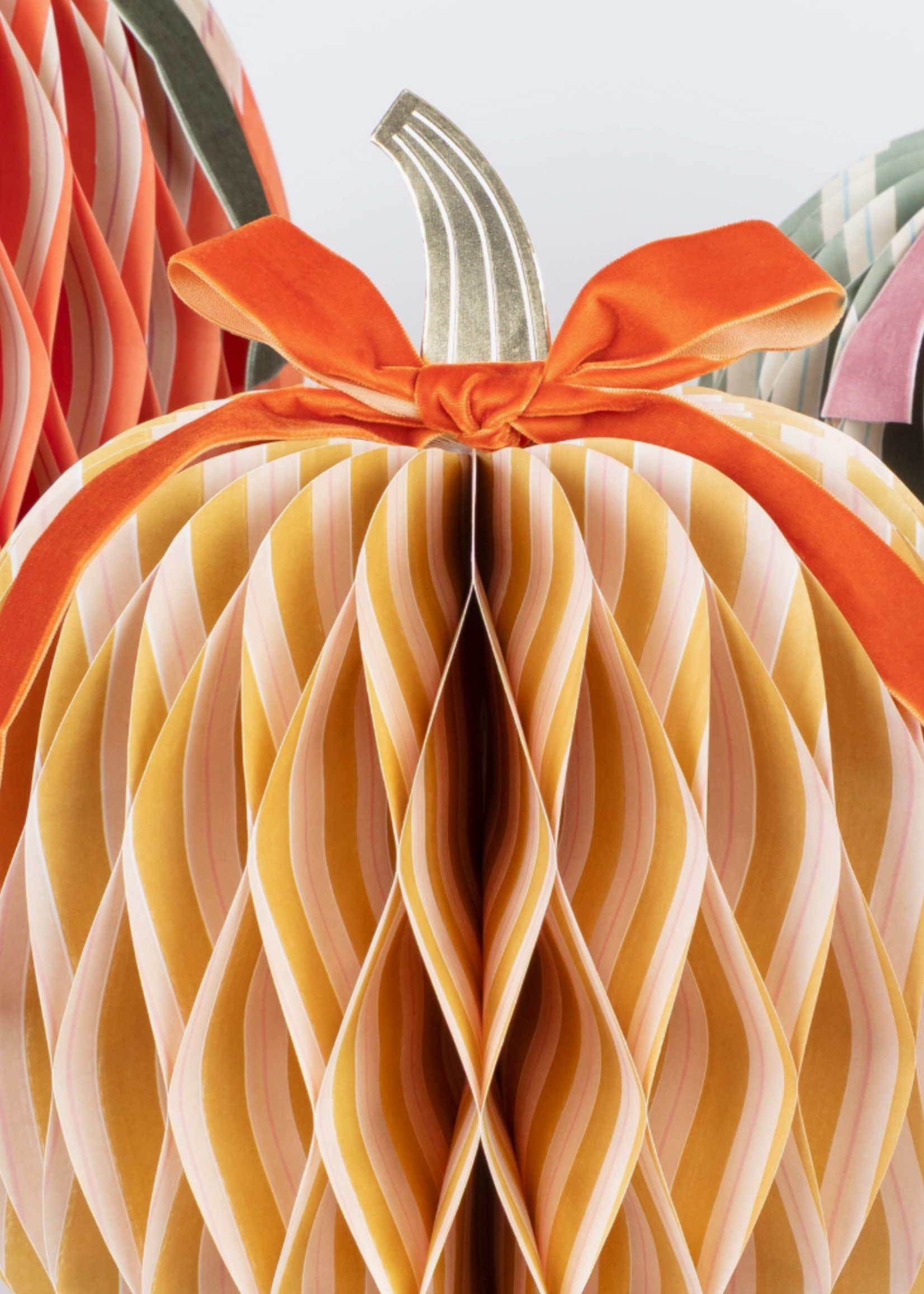 Meri Meri Fall Stripe Paper Honeycomb Pumpkins