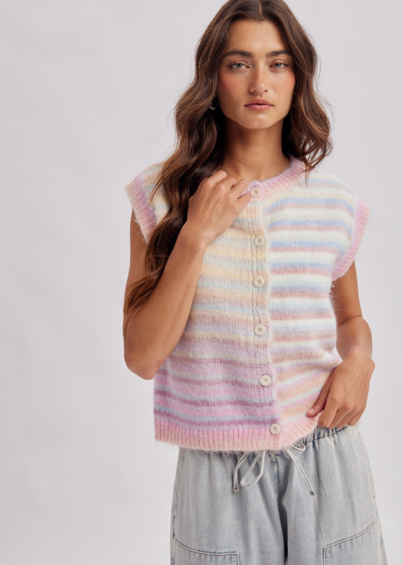 Wishlist Apparel Rainbow Stripe Sweater Vest