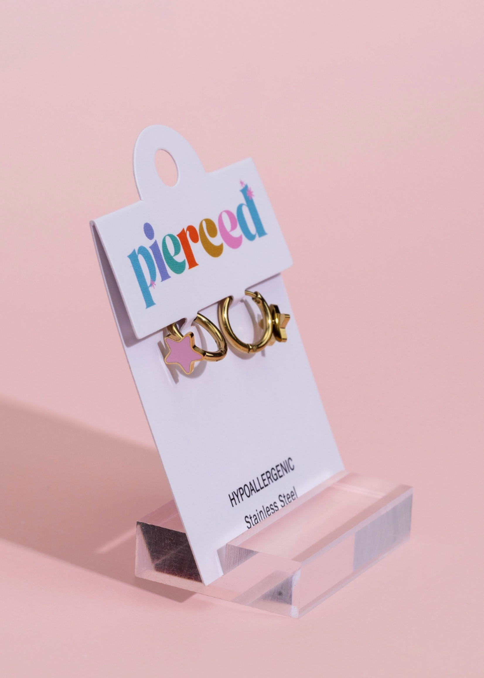 Pierced Pink Star Huggie