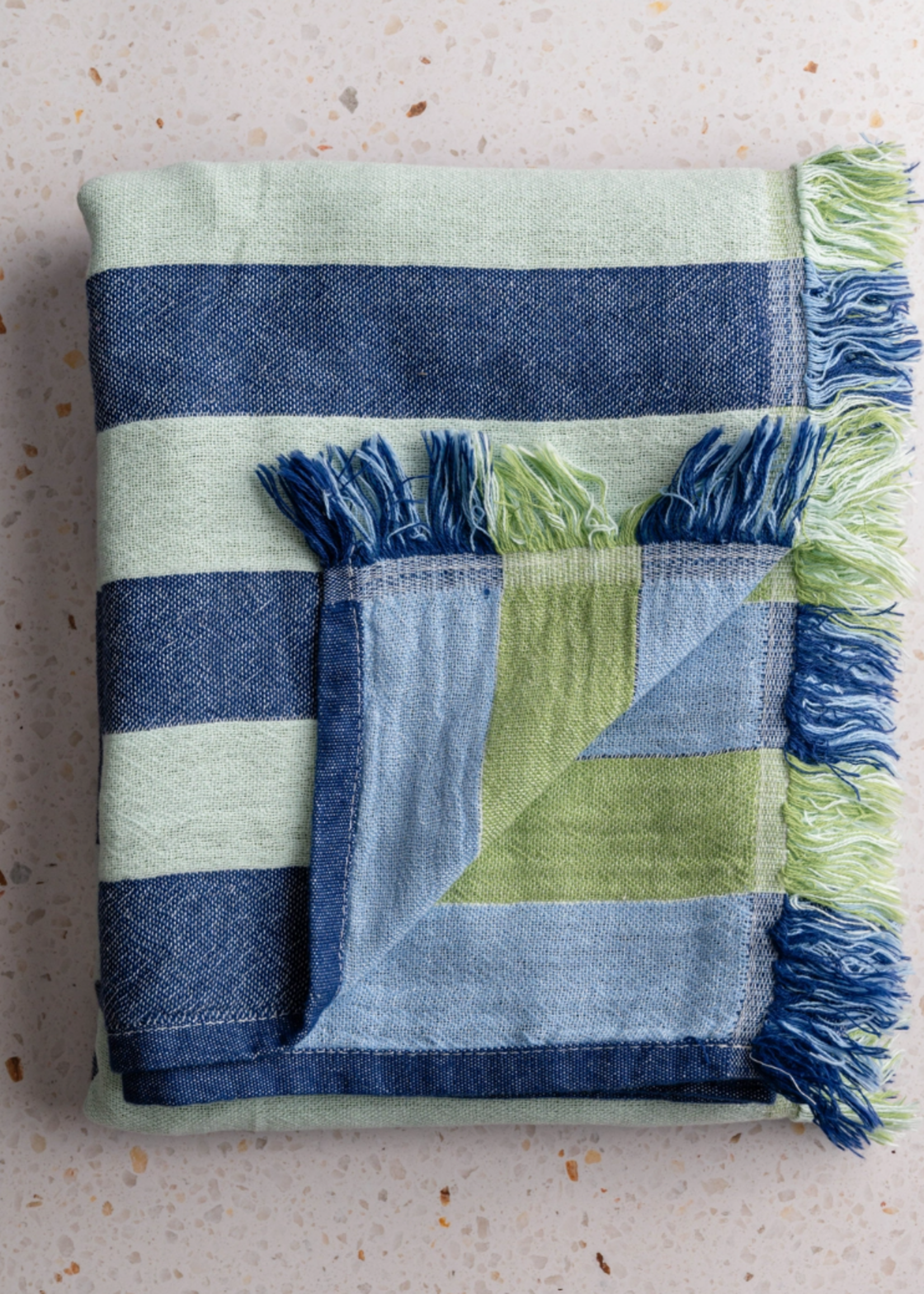 Olive & Loom Cabana Stripe Beach Towel - Blue/Navy