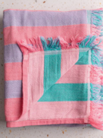 Olive & Loom Cabana Stripe Beach Towel - Pink/Blue