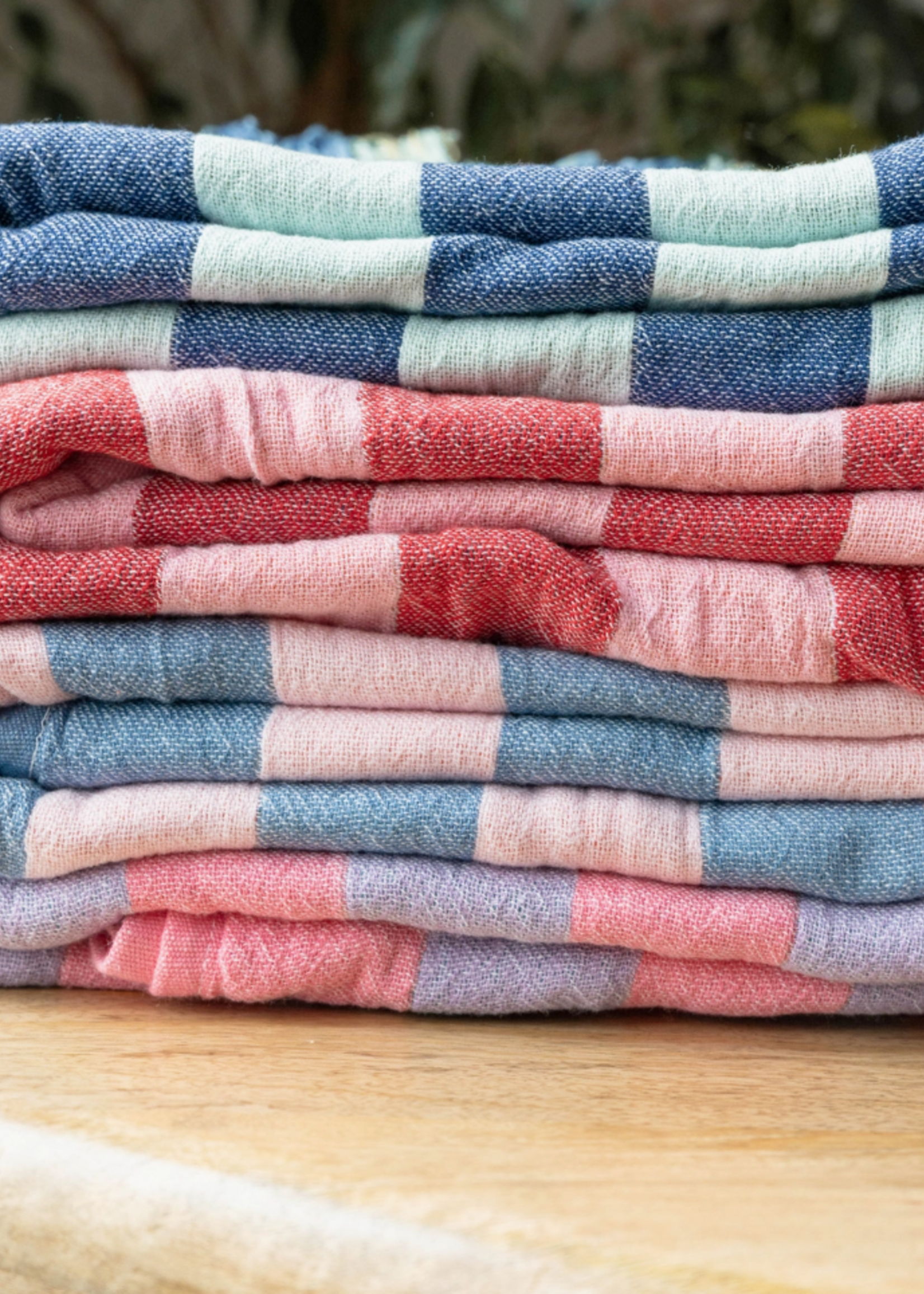Olive & Loom Cabana Stripe Beach Towel - Pink/Blue