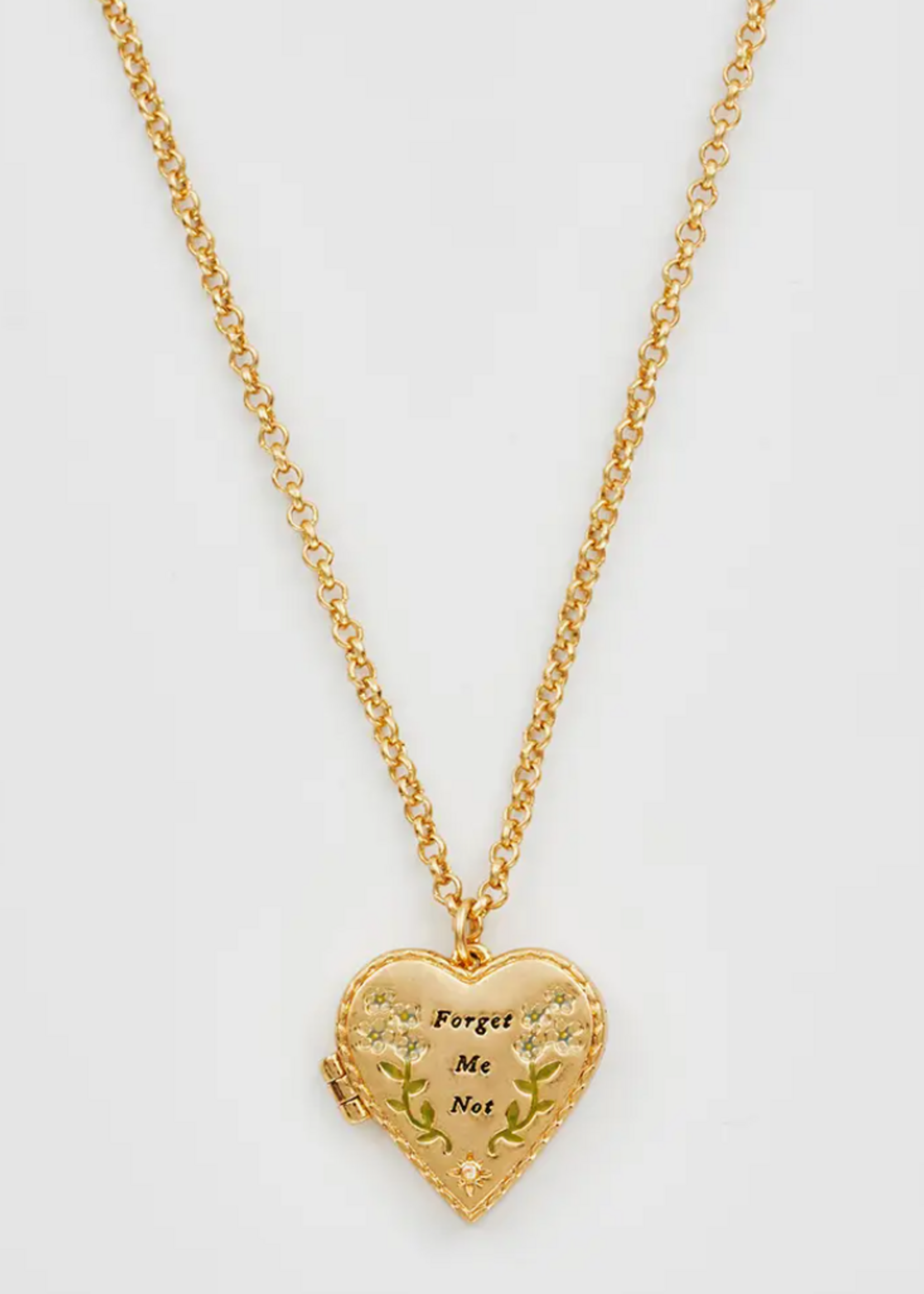 Fable England Floral Heart Gold Locket Necklace