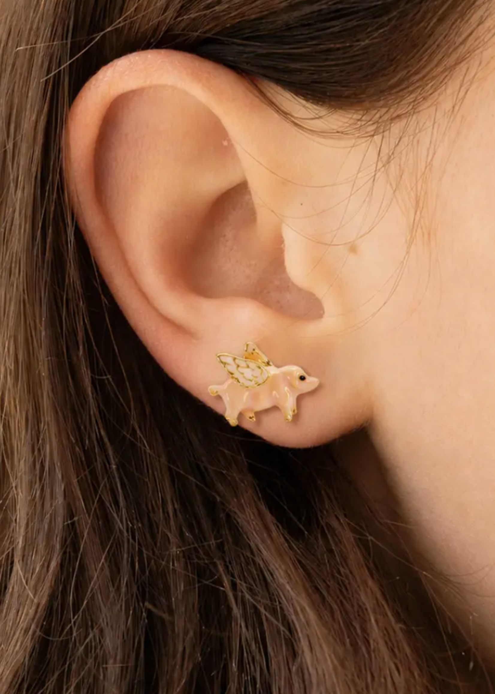 Fable England Flying Pig Stud Earrings