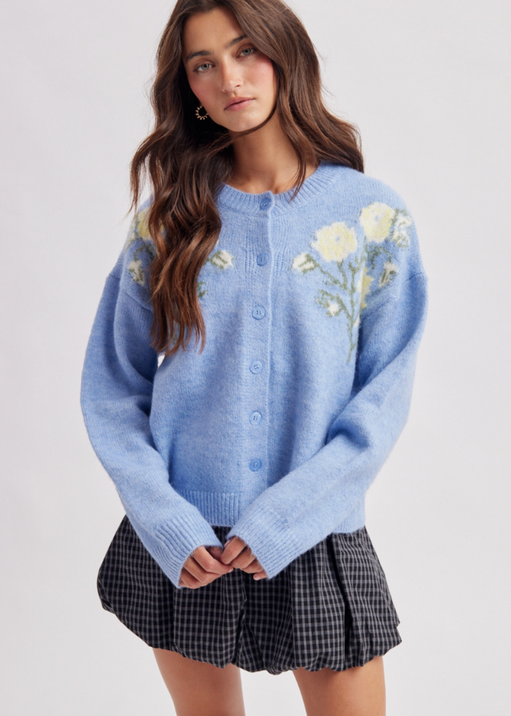 Wishlist Apparel Roses Floral Sweater Cardigan
