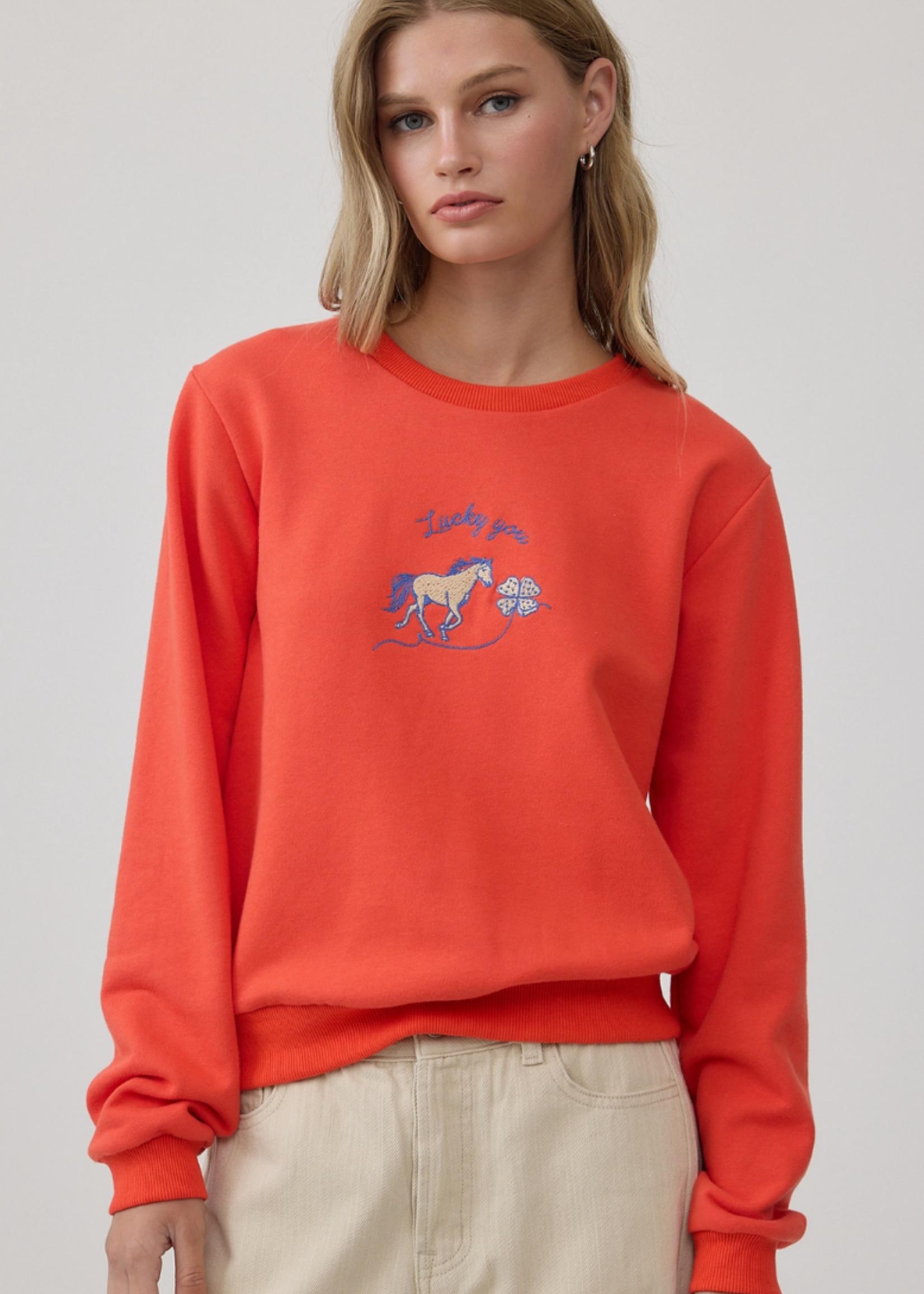 RAISONNEL Horse Embroidered Crewneck Sweatshirt