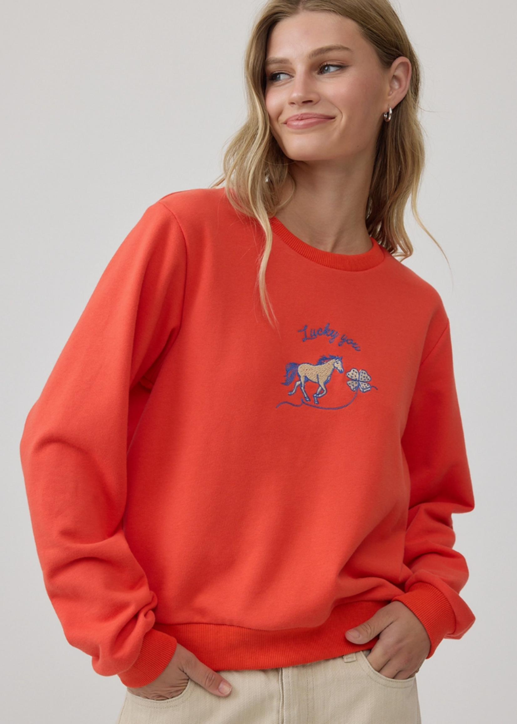 RAISONNEL Horse Embroidered Crewneck Sweatshirt