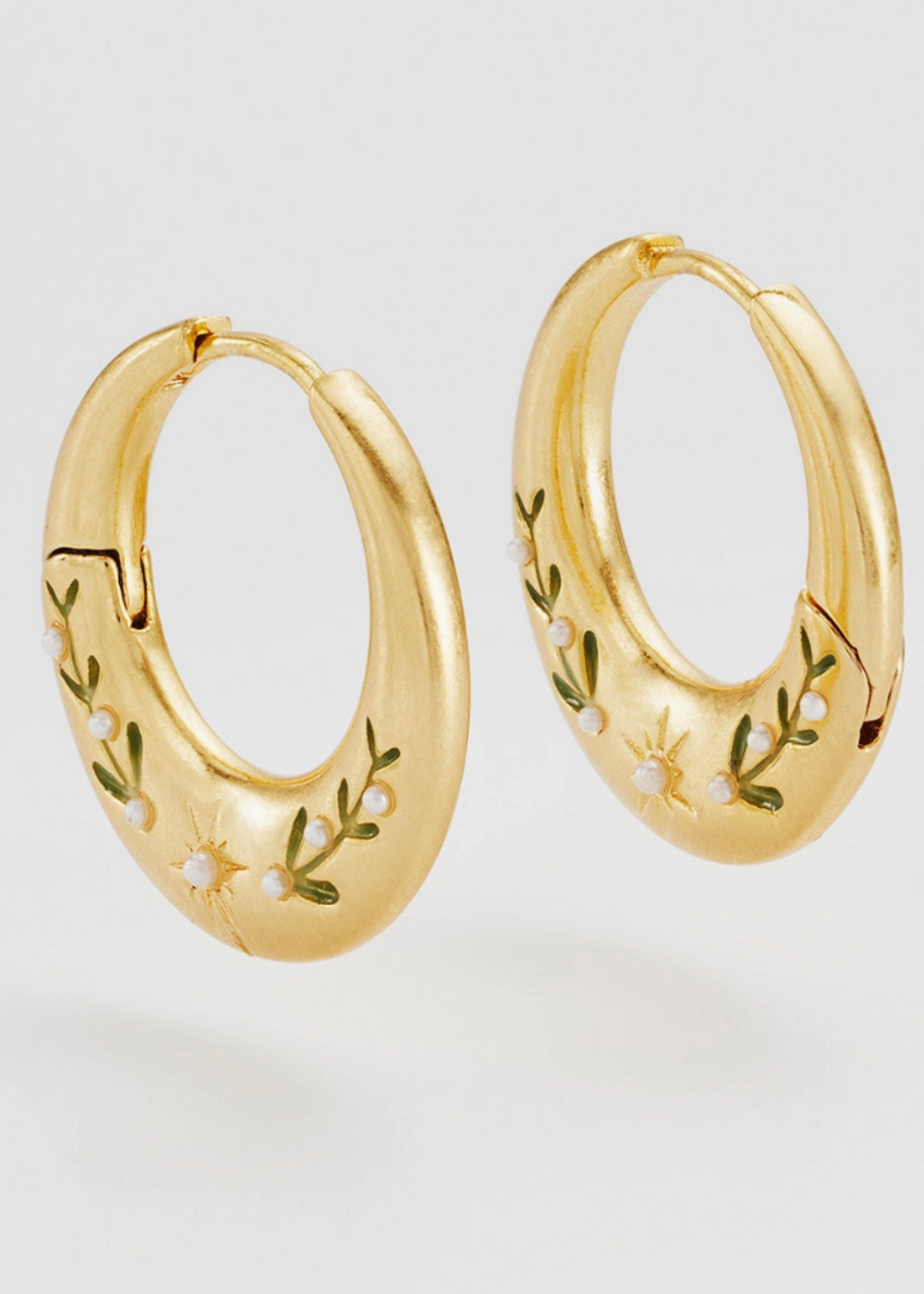 Fable England Niva Mistletoe Hoop Earrings