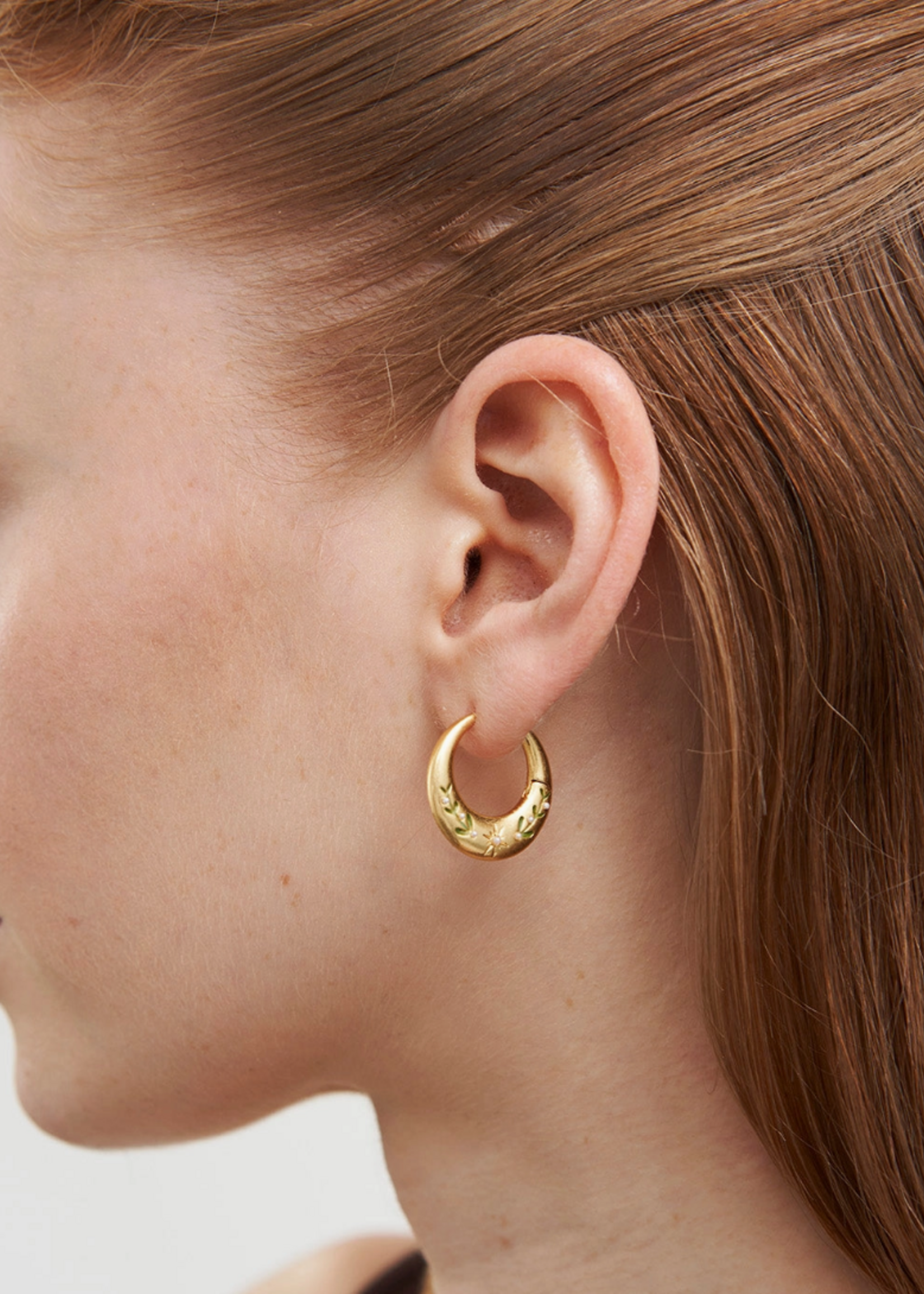 Fable England Niva Mistletoe Hoop Earrings