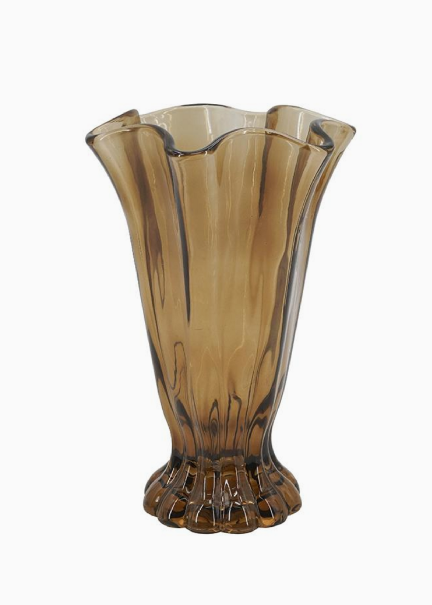 A&B Home Group Inc. 7.5x11" Vintage Brown Ruffle Glass Vase, Large - Brown