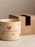 Egg Back Home Cozy Hearts Stoneware Pet Bowl 14cm 2 Piece Set