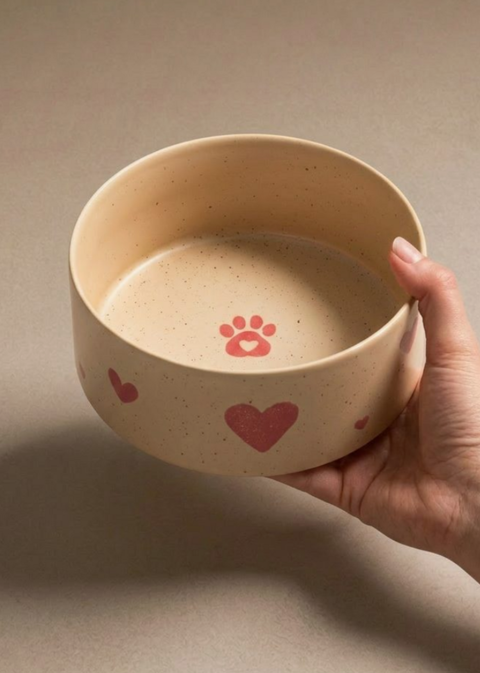 Egg Back Home Cozy Hearts Stoneware Pet Bowl 14cm 2 Piece Set