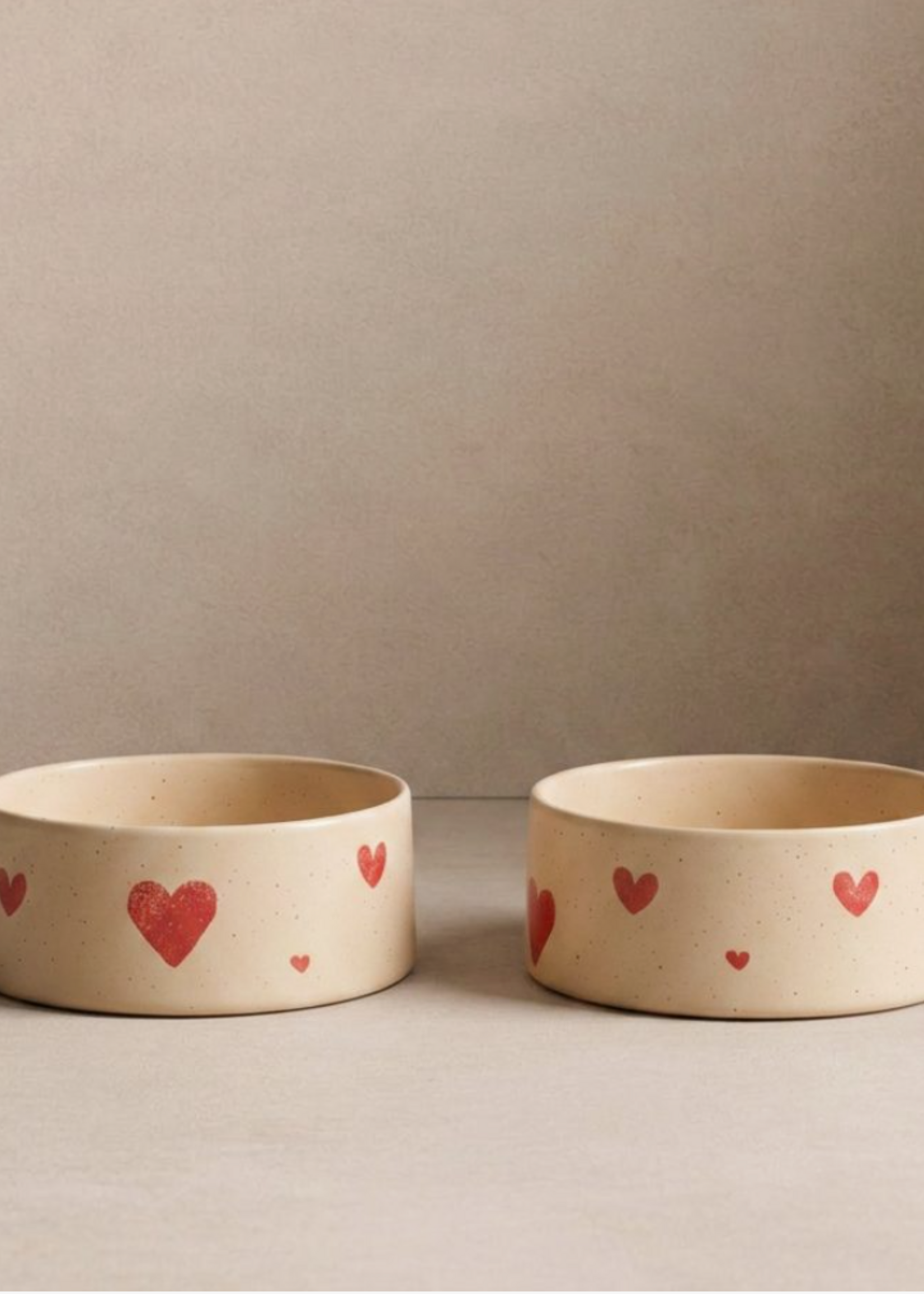 Egg Back Home Cozy Hearts Stoneware Pet Bowl 14cm 2 Piece Set