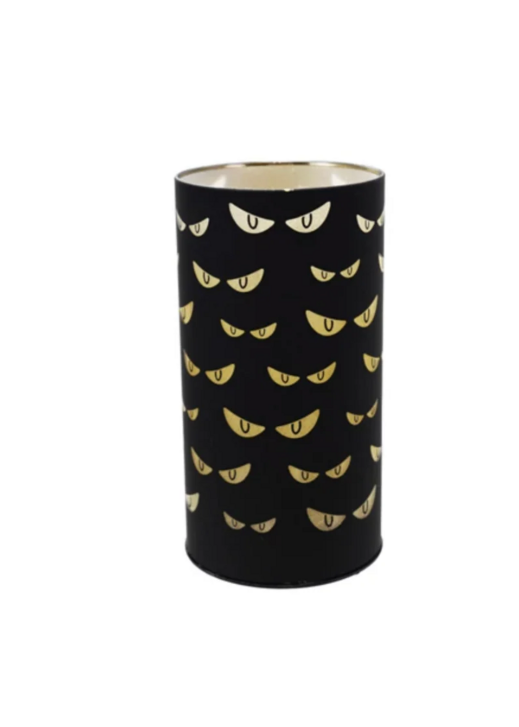 Creative Co-Op Etched Spooky Eyes, Matte Black & Gold Finish