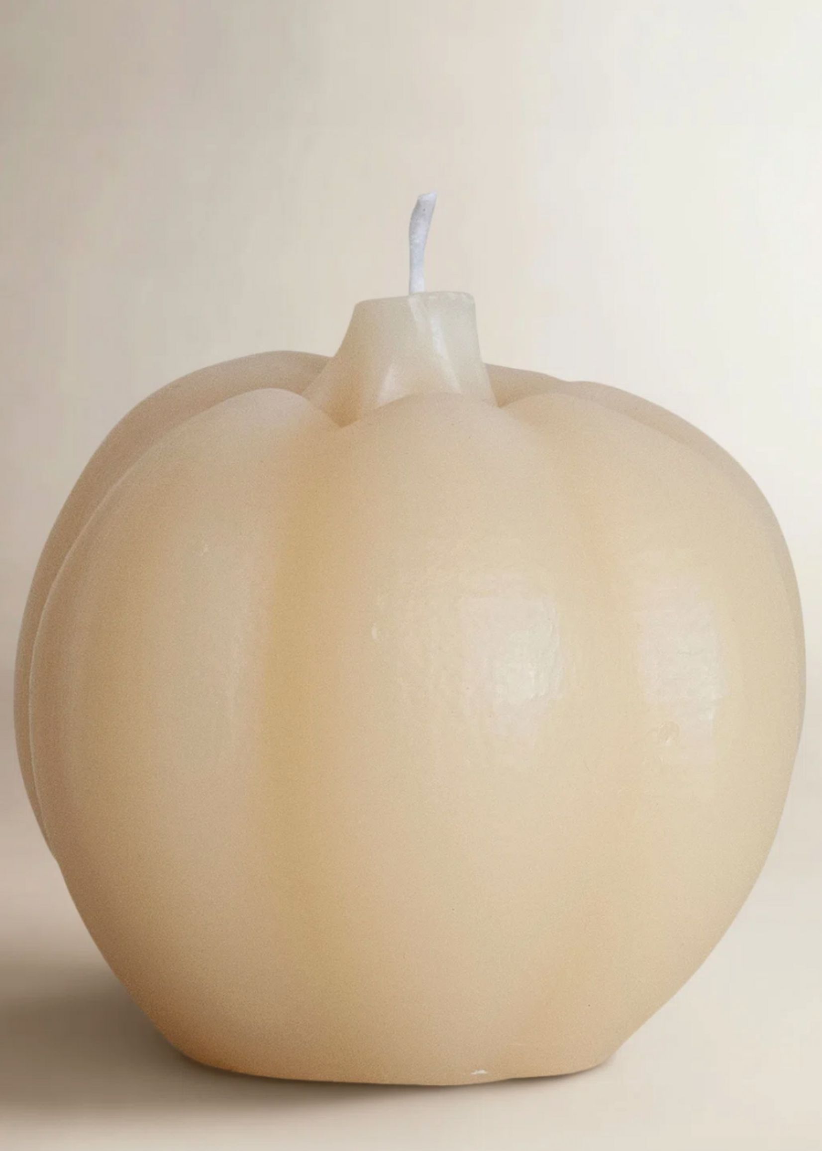 Creative Co-Op Unscented Pumpkin Shaped Candle, Cream Color