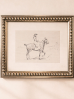 Luxe B Co Equestrian Sketch | Antique Inspired Beaded Polished Framed Art