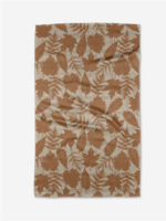 Geometry Autumnal Leaves Gold Tea Towel