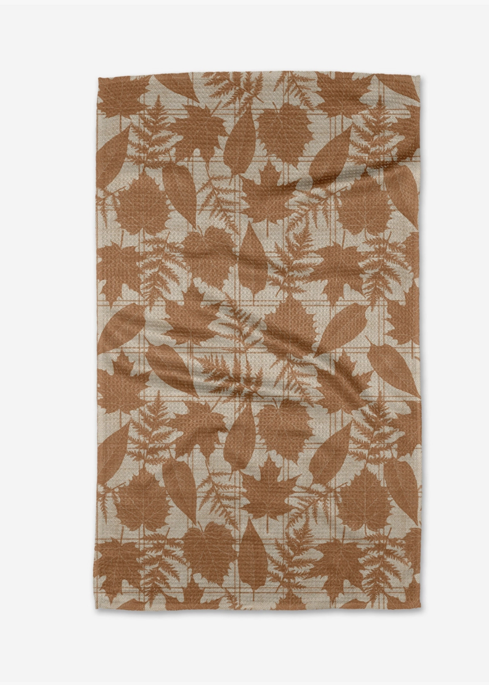 Geometry Autumnal Leaves Gold Tea Towel