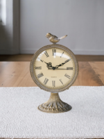 Blossom Bucket & Crossroads Home Metal Tabletop Clock W/Bird On Base