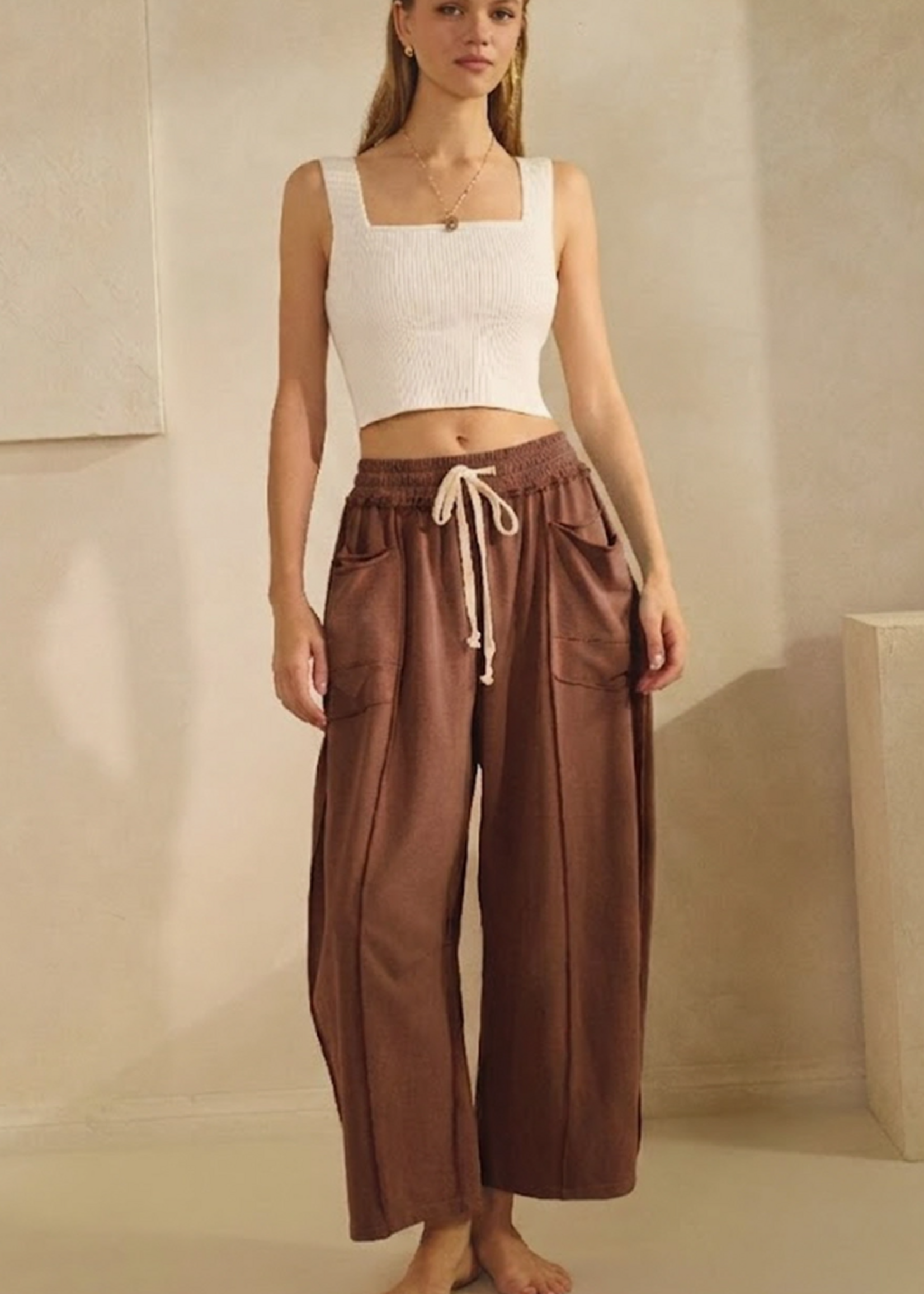 Oddi Washed French Terry Pants-Washed Camel