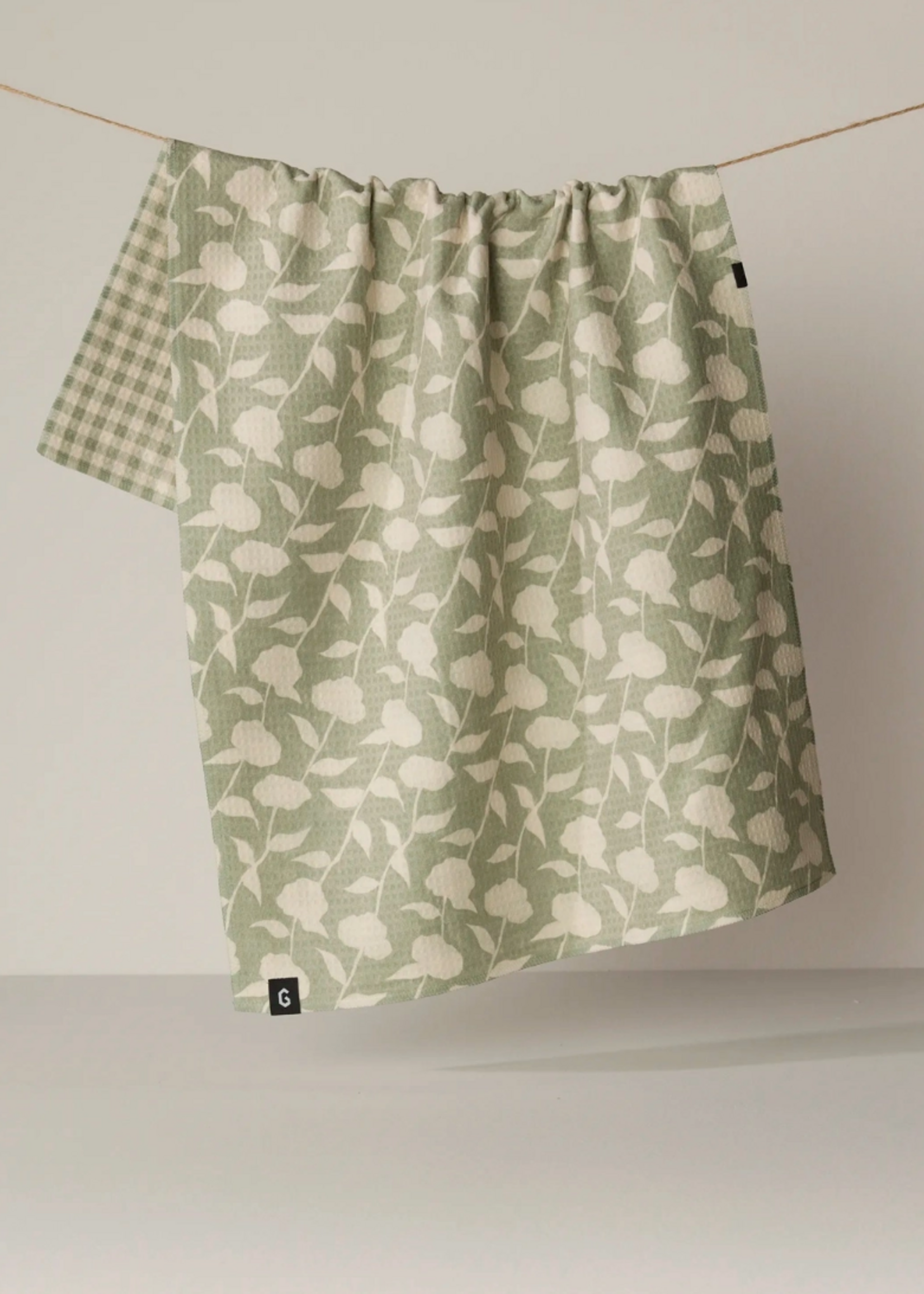 Geometry Sage Blossom Luxe Kitchen Towel