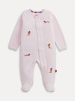 Magnetic Me Embroidery Dogs Pink Velour Footie